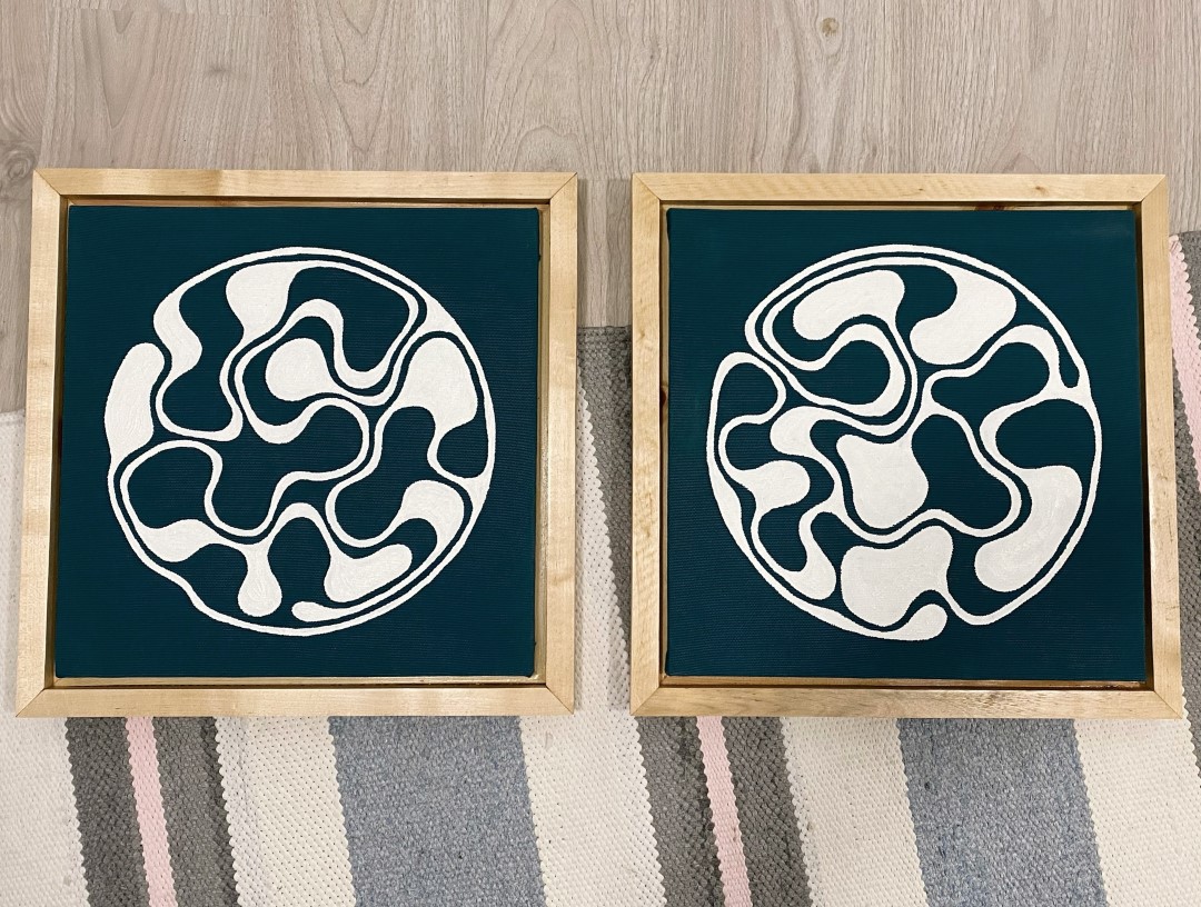 Commissioned abstract diptych painting